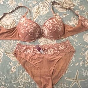 Adore Me Lace Bra and Panty Set in Pink